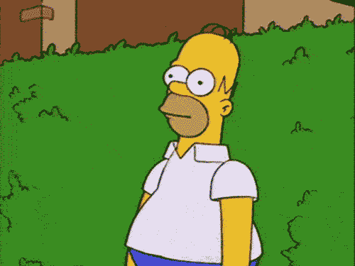 Homer Simpson leaving fading into a bush 